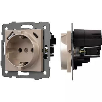 Механизм розетки с USB зарядкой SCT-MUAA-PL-GD-V (250V, 16A) (Arlight) 049821