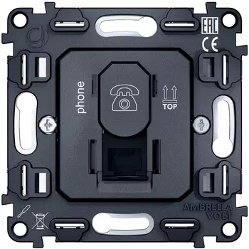 Механизм телефонной розетки Ambrella Volt RJ-11 (4P4C) с автоматической защитной шторкой QUANT VM190