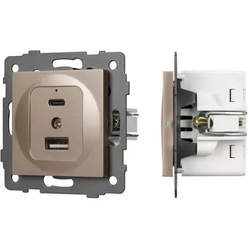 Механизм USB розетки SCT-MUAC-PL-GD-V (5V, 3A, QC4) (Arlight) 049841