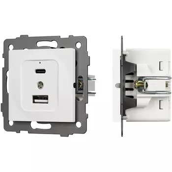 Механизм USB розетки SCT-MUAC-PL-WH-V (5V, 3A, QC4) (Arlight) 049839