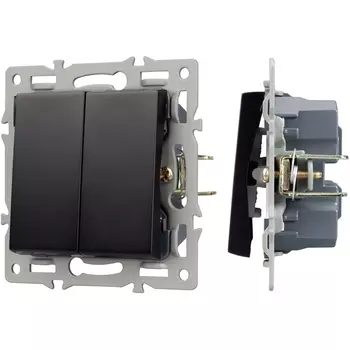 Механизм выключателя двухклавишный непроходной SWT-MK02-PL-BK (250V, 16A) (Arlight) 043725