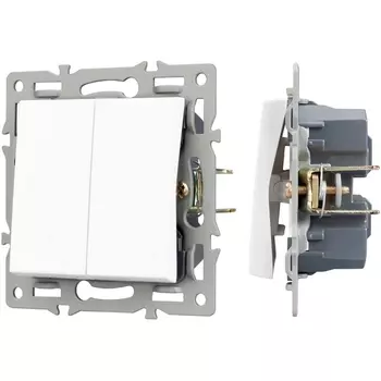 Механизм выключателя двухклавишный непроходной SWT-MK02-PL-WH (250V, 16A) (Arlight) 043724