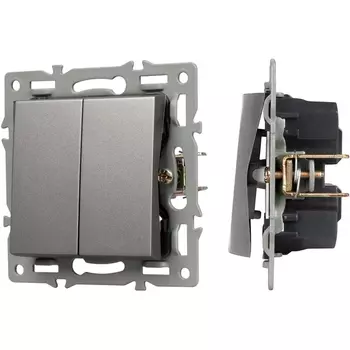 Механизм выключателя двухклавишный непроходной SWT-MK02-PL-GR (250V, 16A) (Arlight) 043726