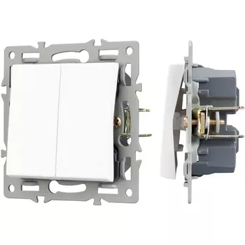 Механизм выключателя двухклавишный проходной SWT-MKP2-PL-WH (250V, 16A) (Arlight) 043727