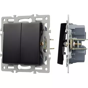 Механизм выключателя двухклавишный проходной SWT-MKP2-PL-BK (250V, 16A) (Arlight) 043728