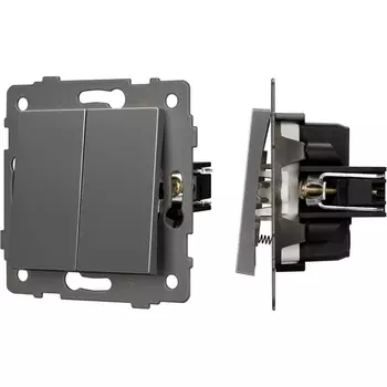 Механизм выключателя двухклавишный самовозвратный SWT-MKR2-PL-GR-V (250V, 10A) (Arlight) 049885