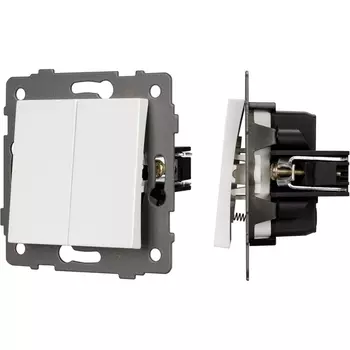 Механизм выключателя двухклавишный самовозвратный SWT-MKR2-PL-WH-V (250V, 10A) (Arlight) 049883