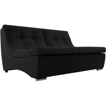 Модуль Монреаль диван (основа велюр черный, компаньон экокожа черная) Лига Диванов 111479