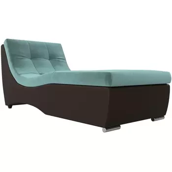 Модуль Монреаль канапе (основа Велюр Бирюзовый, компаньон экокожа коричневая) Лига Диванов 111449