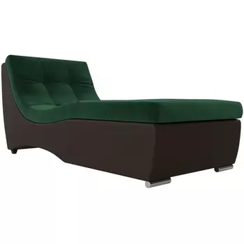 Модуль Монреаль канапе (основа велюр зеленый, компаньон экокожа коричневая) Лига Диванов 111451