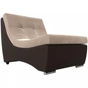 Модуль Монреаль кресло (основа велюр бежевый, компаньон экокожа коричневая) Лига Диванов 111422