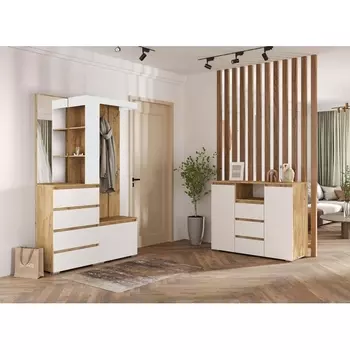 Модульная прихожая Элла комплектация 1 (Элла комплектация 1 белый / дуб крафт золото) Woodville арт.592507