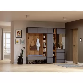 Модульная прихожая Роут комплектация 3 (Роут венге / графит софт комплектация 3) Woodville арт.596590