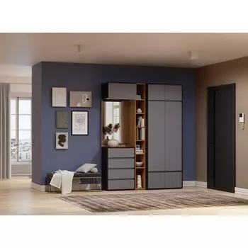 Модульная прихожая Роут комплектация 4 (Роут венге / графит софт комплектация 4) Woodville арт.596591