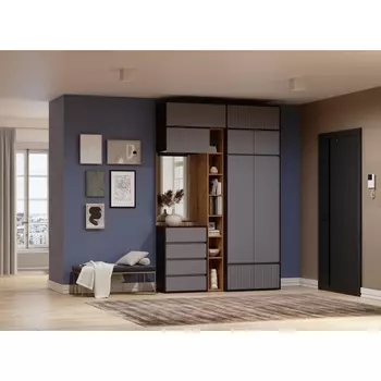 Модульная прихожая Роут комплектация 5 (Роут венге / графит софт комплектация 5) Woodville арт.596592