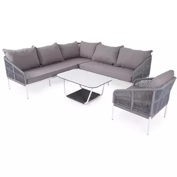 Модульная угловая лаунж-зона из роупа (веревки), цвет светло-серый 4SIS Канны KAN-S5C1T1-5-SET H-gray