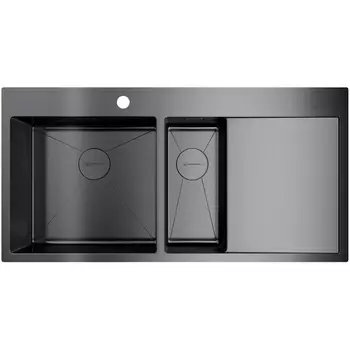 Мойка Omoikiri Akisame 100-2-GM-L нерж.сталь/вороненая сталь