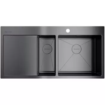 Мойка Omoikiri Akisame 100-2-GM-R нерж.сталь/вороненая сталь