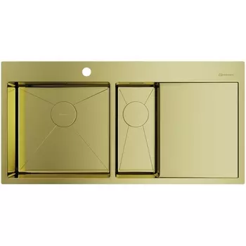 Мойка Omoikiri Akisame 100-2-LG-L нерж.сталь/светлое золото