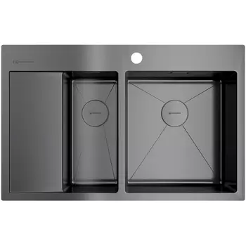 Мойка Omoikiri Akisame 78-2-GM-R нерж.сталь/вороненая сталь