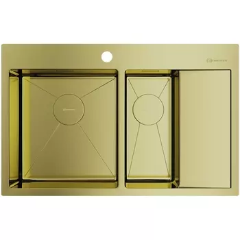 Мойка Omoikiri Akisame 78-2-LG-L нерж.сталь/светлое золото