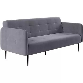 Monaco диван-кровать прямой с подлокотниками, трехместный, бархат серый 27 Top Concept арт.13013