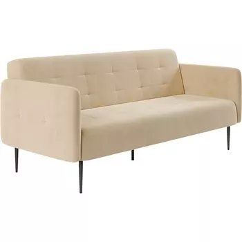 Monaco диван-кровать прямой с подлокотниками, трехместный, велюр бежевый Velutto 04 Top Concept арт.22305