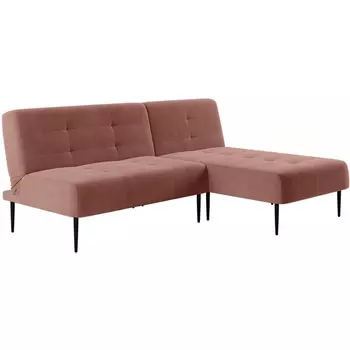 Monaco диван-кровать с шезлонгом, без подлокотников, бархат пудровый 15 Top Concept арт.14112