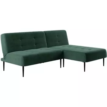 Monaco диван-кровать с шезлонгом, без подлокотников, бархат зеленый 19 Top Concept арт.14115