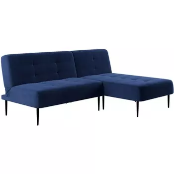 Monaco диван-кровать с шезлонгом, без подлокотников, бархат синий 29 Top Concept арт.14117