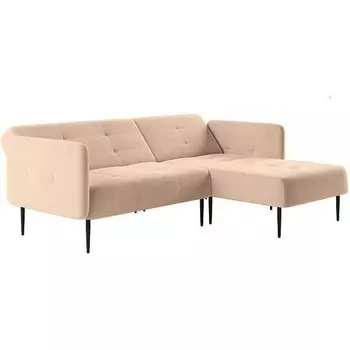 Monaco диван-кровать с шезлонгом, с подлокотниками, бархат бежевый 5 Top Concept арт.13008