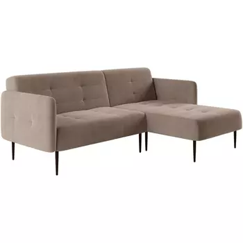 Monaco диван-кровать с шезлонгом, с подлокотниками, бархат пепельно-бежевый 25 Top Concept арт.13012