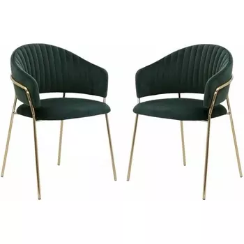 Набор из 2 стульев Whispered Enchantment Hesby (Металл/Велюр, Зеленый) арт.HSBI_DC114_green_2