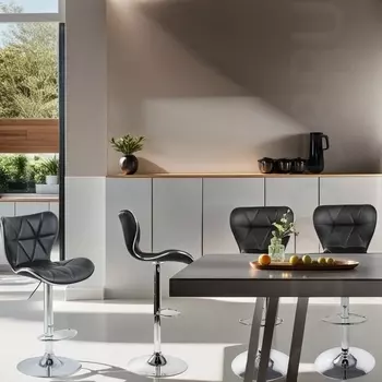 Набор из 4 стульев барных Serenity Echo Hesby (Металл,Экэкожа/Черный) арт.HSBI_B002_black_4