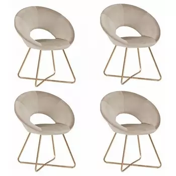 Набор из 4 стульев Refuge Hesby (Золотой/Металл,Велюр) арт.HSBI_DC2124_beige_4
