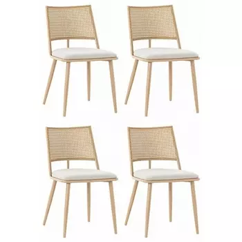 Набор из 4 стульев Unity Echo Hesby (Бежевый,Черный/Металл,Ротанг,Велюр) арт.HSBI_DC2245_black_4