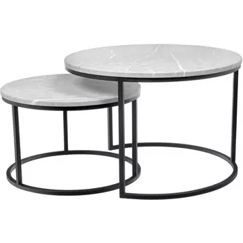 Набор кофейных столиков Bradex Home Tango светло-серый мрамор с черными ножками, 2шт (RF 0610)