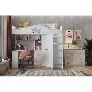 Набор мебели Фэнтези (Детский комплекс) Mebelson (ЛДСП/Белый) арт.MDF-08.1747