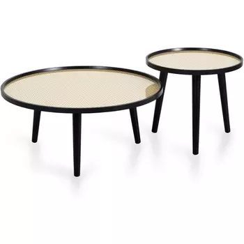 Набор журнальных столов Focus ОГОГО (арт.636810), (МДФ,Зеркало/Бежевый,Черный) ОГОГО Обстановочка!