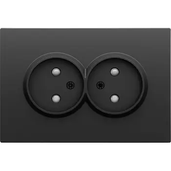 Накладка для розетки 2-й без заземления, со шторками 16A 250 В~, черный графит Donel S08 DS22657