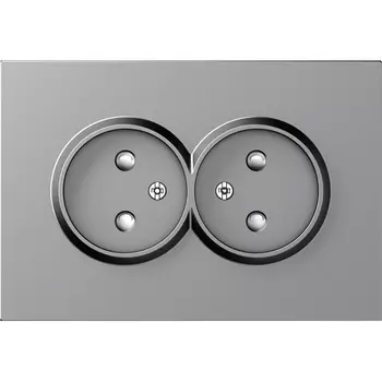 Накладка для розетки 2-й без заземления, со шторками 16A 250 В~, матовый серый Donel A07 DE22640