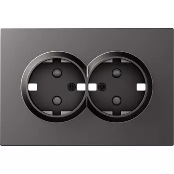 Накладка для розетки 2-й с заземлением, со шторками 16A 250 В~, матовый титан Donel S08 DS22245