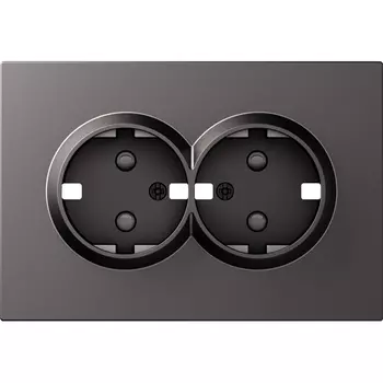 Накладка для розетки 2-й с заземлением, со шторками 16A 250 В~, матовый титан Donel A07 DE22245