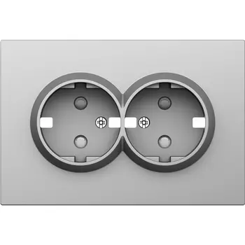 Накладка для розетки 2-й с заземлением, со шторками 16A 250 В~, сталь Donel S08 DS22237