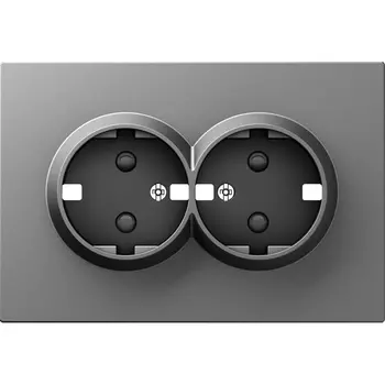 Накладка для розетки 2-й с заземлением, со шторками 16A 250 В~, сталь Donel A07 DE22237