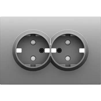 Накладка для розетки 2-й с заземлением, со шторками 16A 250 В~, серый графит Donel S08 DS22259