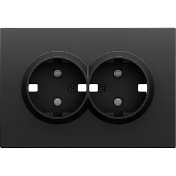 Накладка для розетки 2-й с заземлением, со шторками 16A 250 В~, черный графит Donel S08 DS22257
