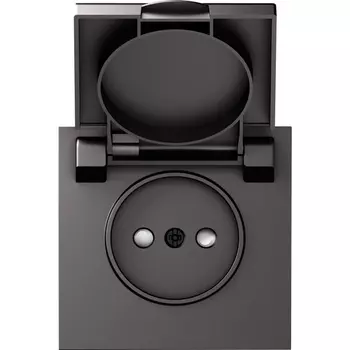 Накладка для розетки без заземления, с крышкой, 16A 250 В~, матовый титан Donel S08 DS43445