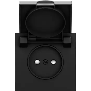 Накладка для розетки без заземления, с крышкой, 16A 250 В~, черный графит Donel S08 DS43457