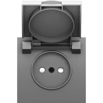 Накладка для розетки без заземления, с крышкой, 16A 250 В~, серый графит Donel S08 DS43459